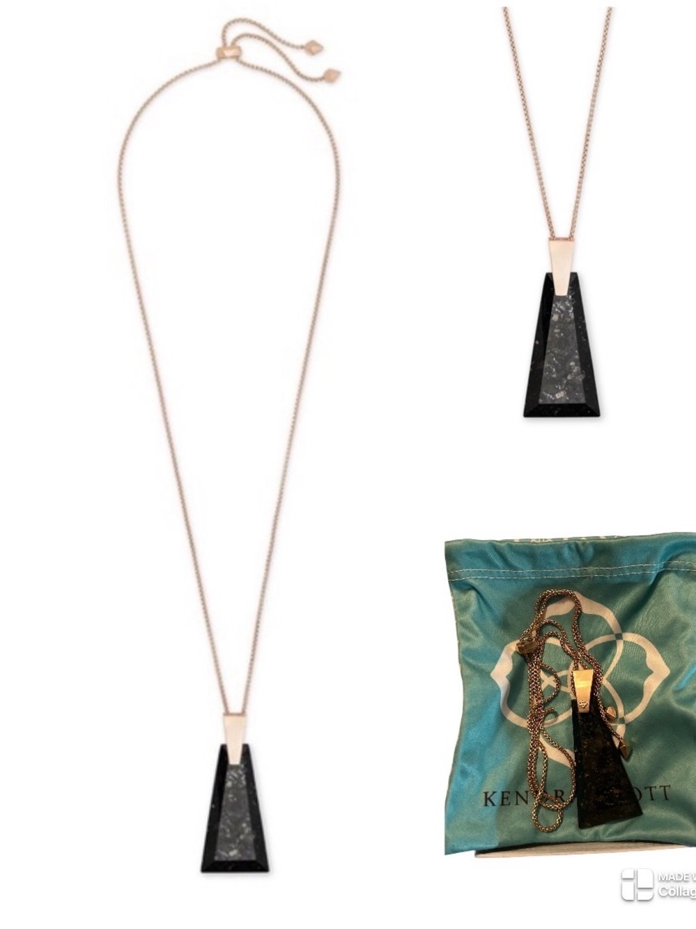 Kendra Scott Collins Granite rose gold necklace